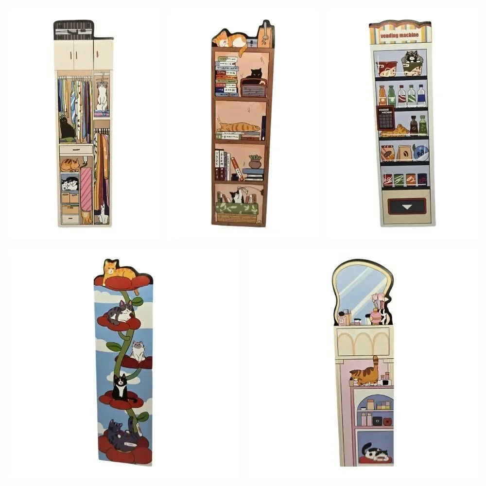 5pc Cat Bookmark Set Colorful Reading Markers Bookshelf Beanstalk Kawaii Gift